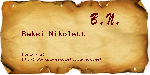 Baksi Nikolett névjegykártya
